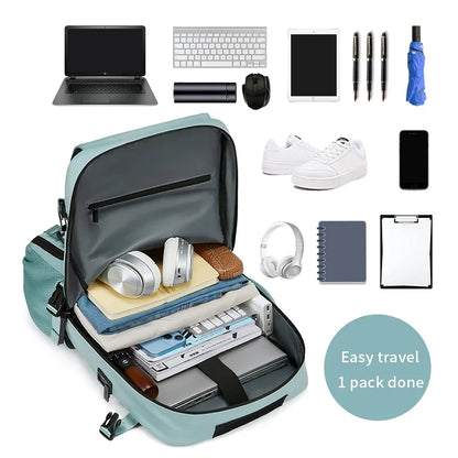 Waterproof 16" Laptop Backpack with Shoe Bag, Hidden USB Port & Hidden Shoulder Straps