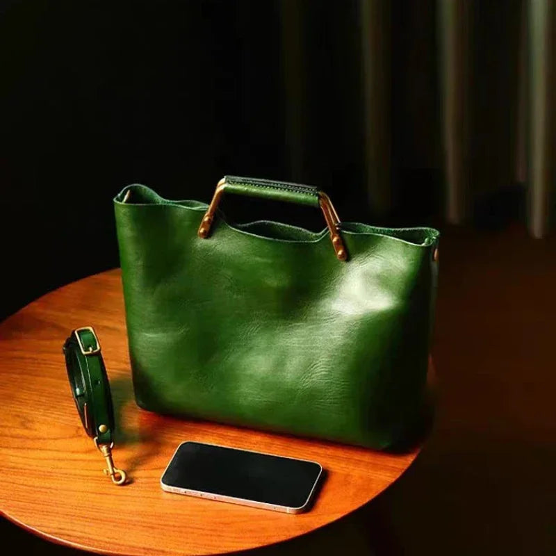 Large Capacity Tote Bag – Women's Luxury 2-in-1 Shoulder Bag with Metal Handle
