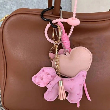 Leather Puppy Dog Keychain – Cute PU Leather Bag Charm Pendant