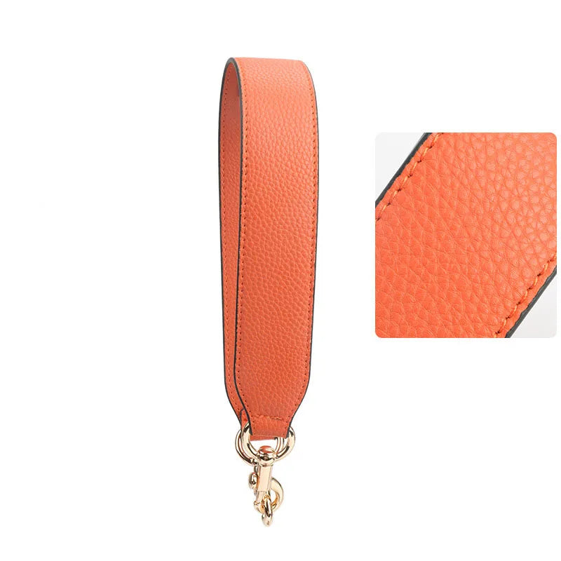 Leather Bag Wrist Strap with Metal Hardware