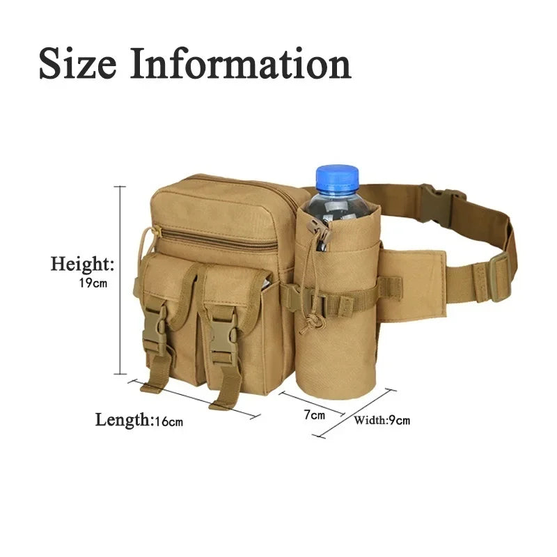 Tactical Waist Bag with Water Bottle Holder – Waterproof Fanny Pack
