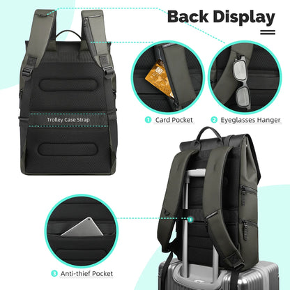 Large Travel Backpack for Men – Vintage Waterproof 15.6" Laptop School Bag
