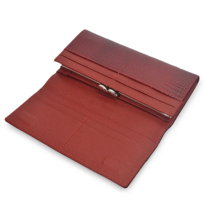 Crocodile Patent Leather Women's Long Wallet Magnetic Buckle
