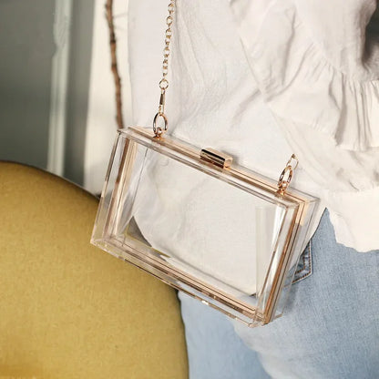 Clear Acrylic Box Evening Clutch Bags Women Boutique Chain Transparent Woman S Bag Purse Handbags