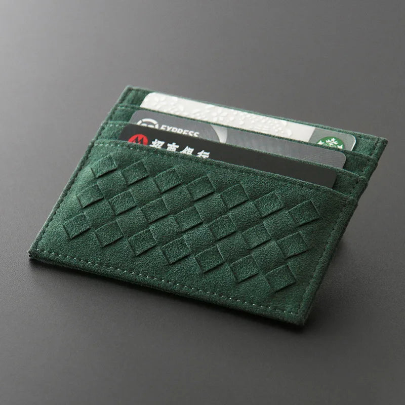 Hand-Woven Genuine Leather Card Holder Wallet for Men