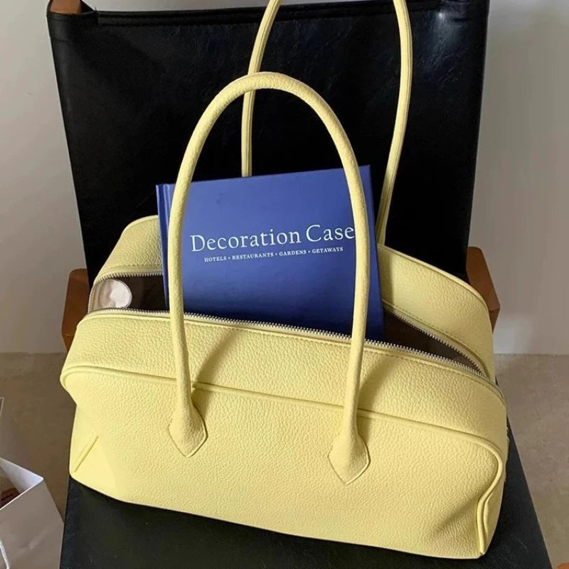 Lychee Leather Large Shoulder Bag for Women