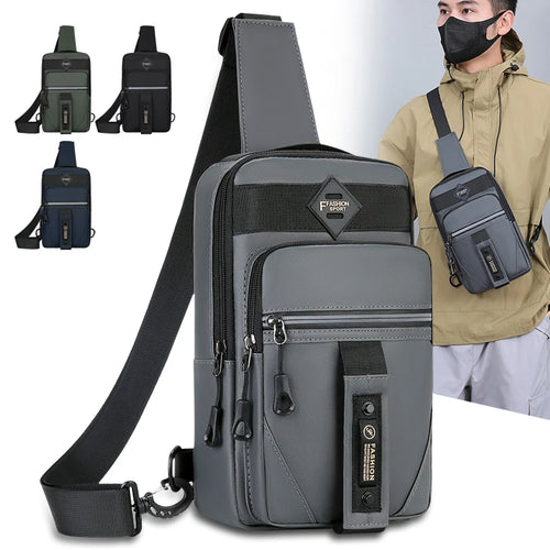 Men's Chest Bag Multi-Compartment Sling Shoulder Bag