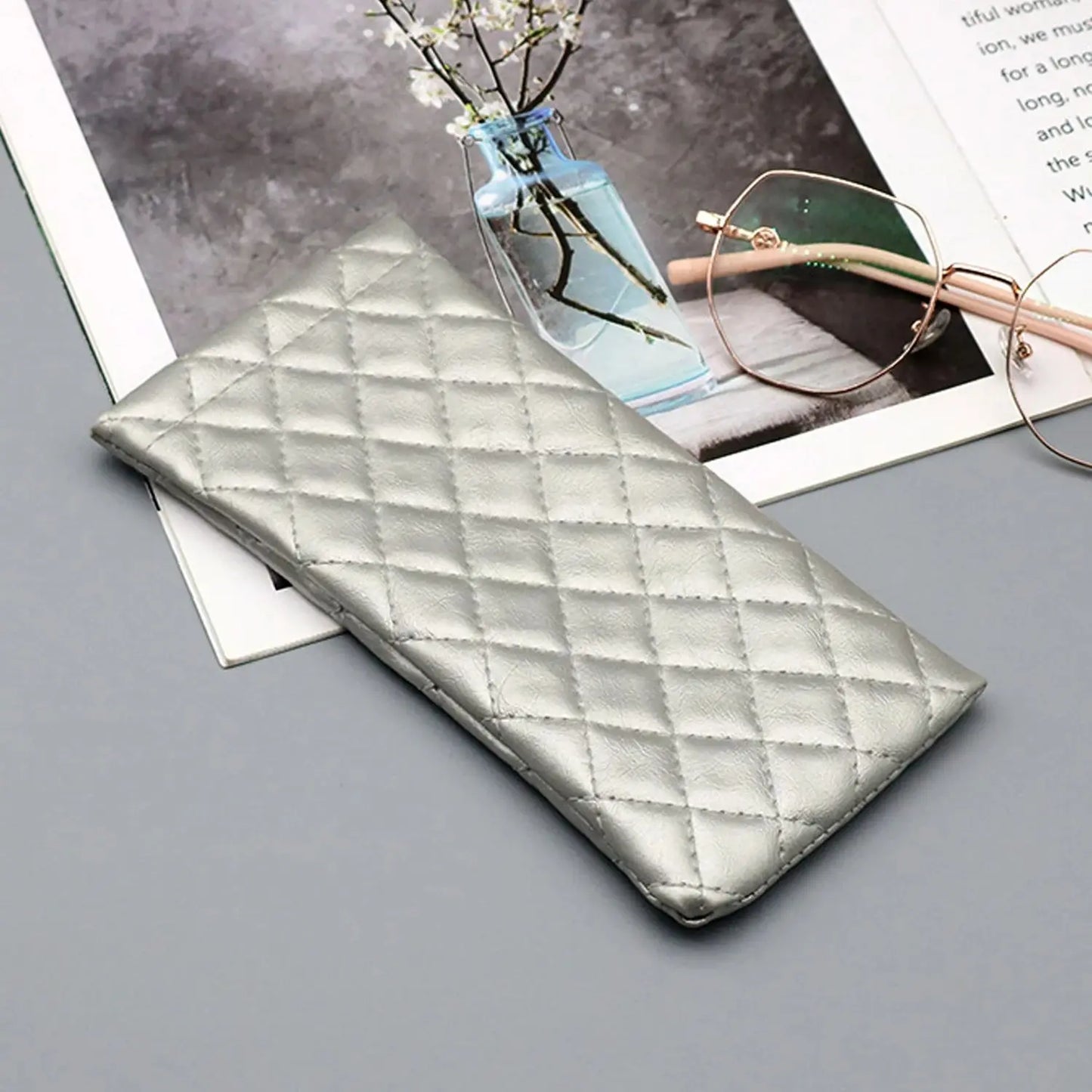 Soft PU Leather Glasses Case – Quilted Sunglasses Pouch