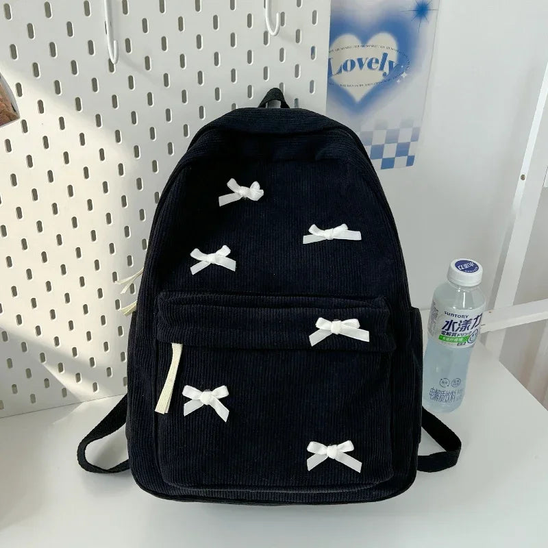Bowknot Aesthetic Backpack – Lightweight School Bag for Girls & Women