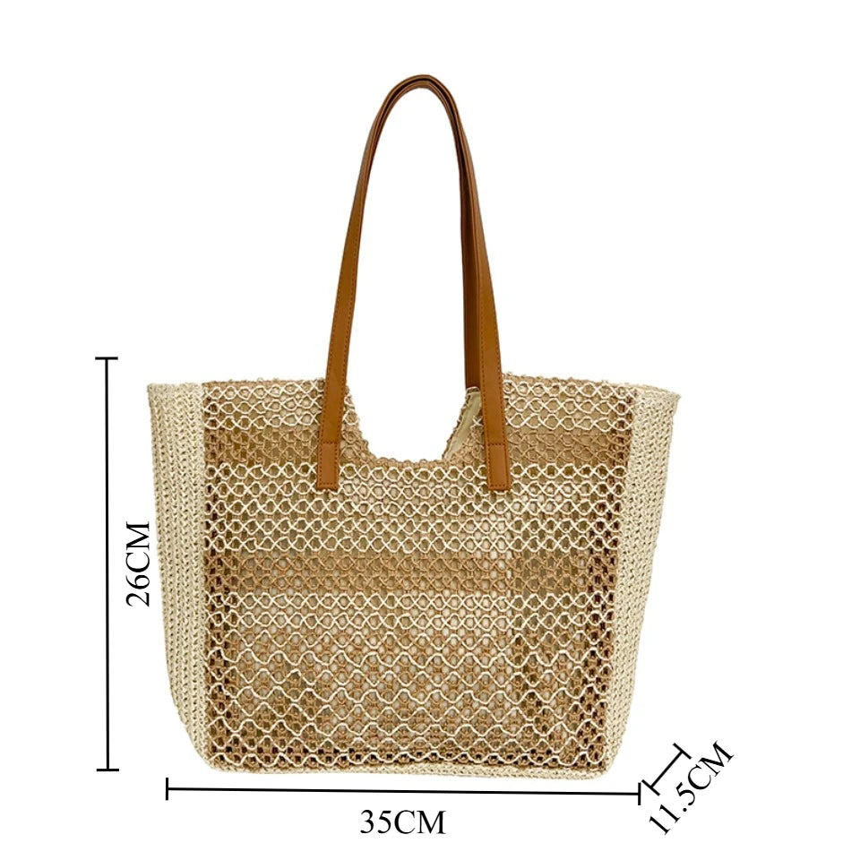 Handmade Straw Beach Tote Bag for Women – Large Capacity