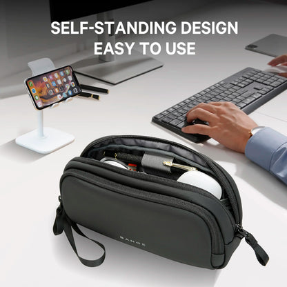 BANGE Travel Cable Organizer Clutch – YKK Double Zipper Oxford Pouch