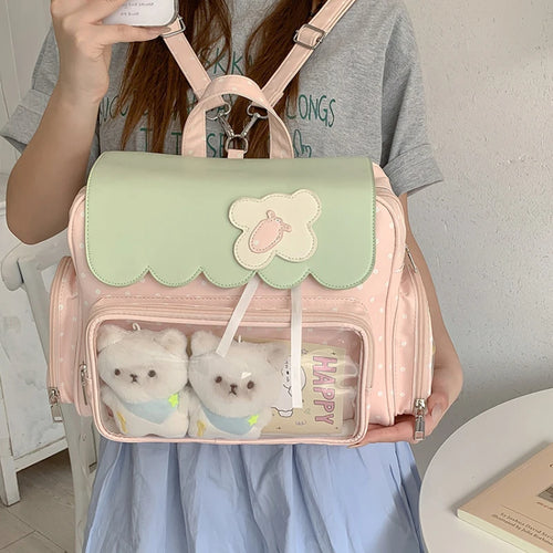 Strawberry Ita Bag – Large Capacity Color-Block Shoulder Tote for College