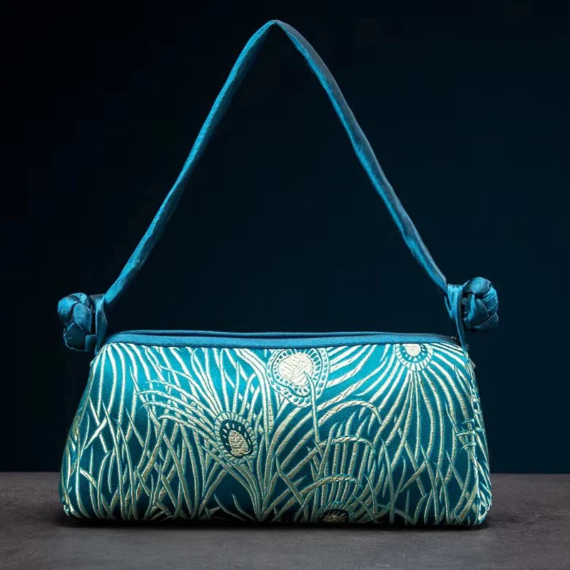 Embroidered Silk Shoulder Bag – Floral Cheongsam Purse