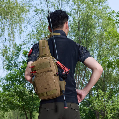 Tactical Fishing Sling Bag – Chest Pack with Rod Holder
