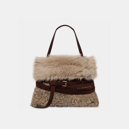 Faux Fur Tote Bag Women S Bucket Plush Luxury Design Ladies Handbags Soft Winter Crossbody Shoulder