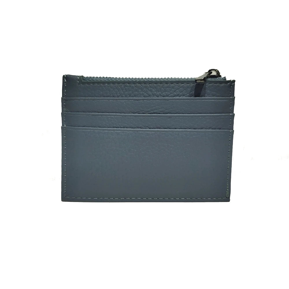 Genuine Leather Card Holder with Zipper Coin Purse – Slim Wallet