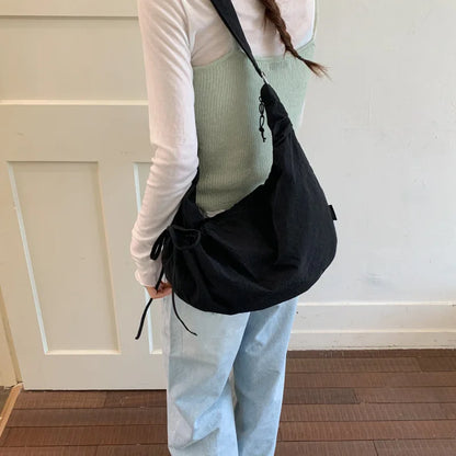Lightweight Minimalist Lazy Style Large Capacity Crossbody Bag Solid Casual Korean Relaxed Commuter