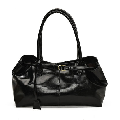 Leather Hobo Handbag – Slouchy Shoulder Tote Bag for Women