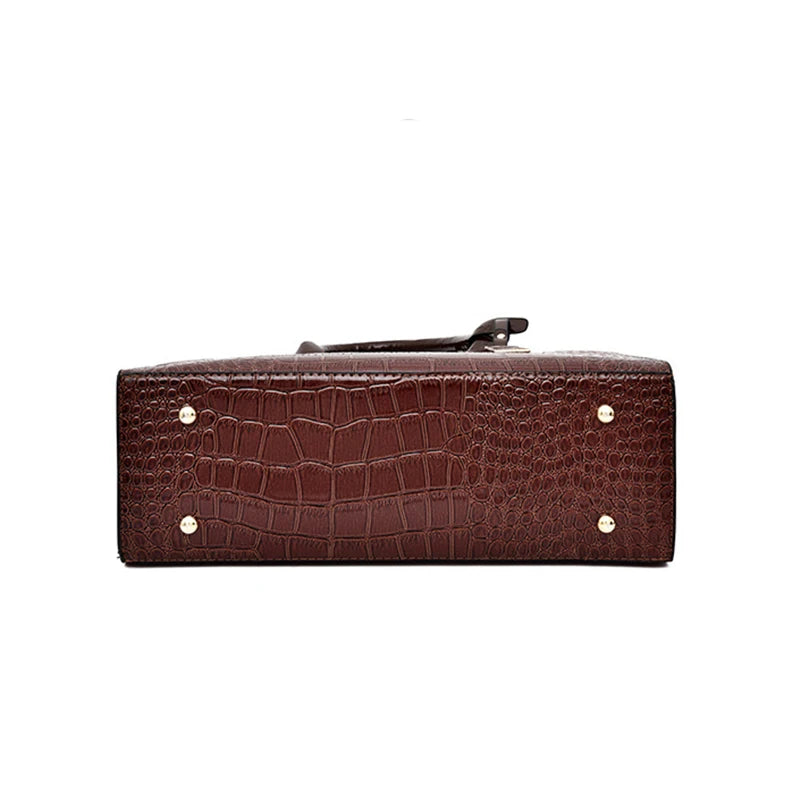 Crocodile Pattern Patent Leather Women's Handbag