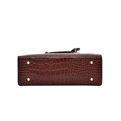 Crocodile Pattern Patent Leather Women's Handbag