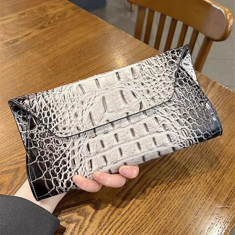 Crocodile Pattern Clutch Envelope Bag for Women