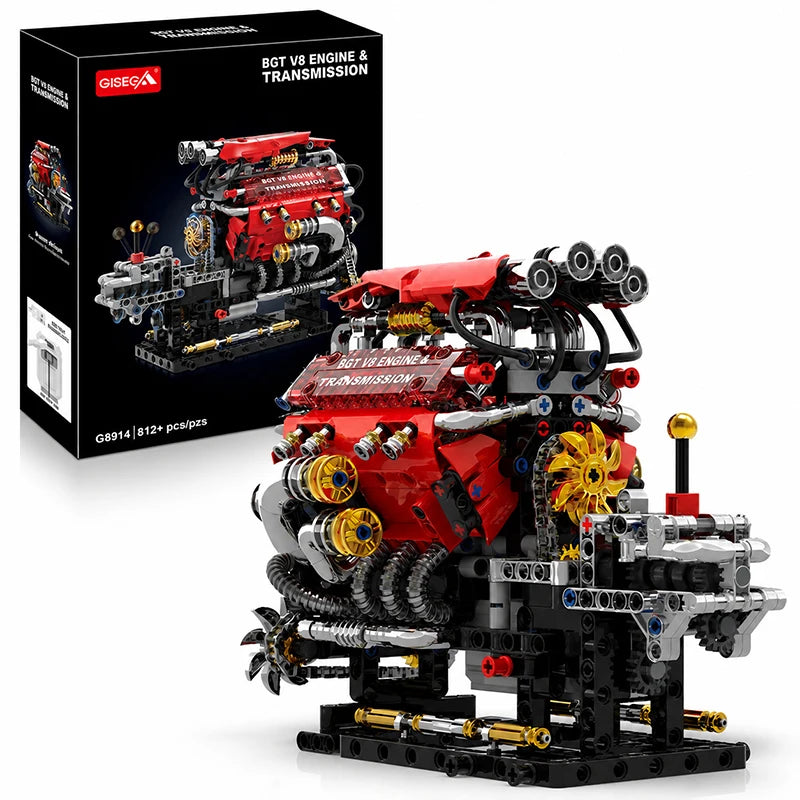 V8 Engine Building Blocks Set – 812+ Pcs Motorized Model Kit