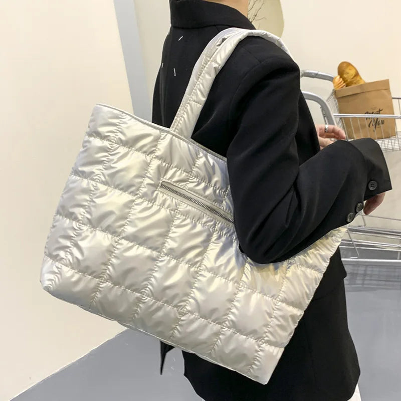 Quilted Puffer Tote Bag – Large Capacity Women's Shoulder Bag