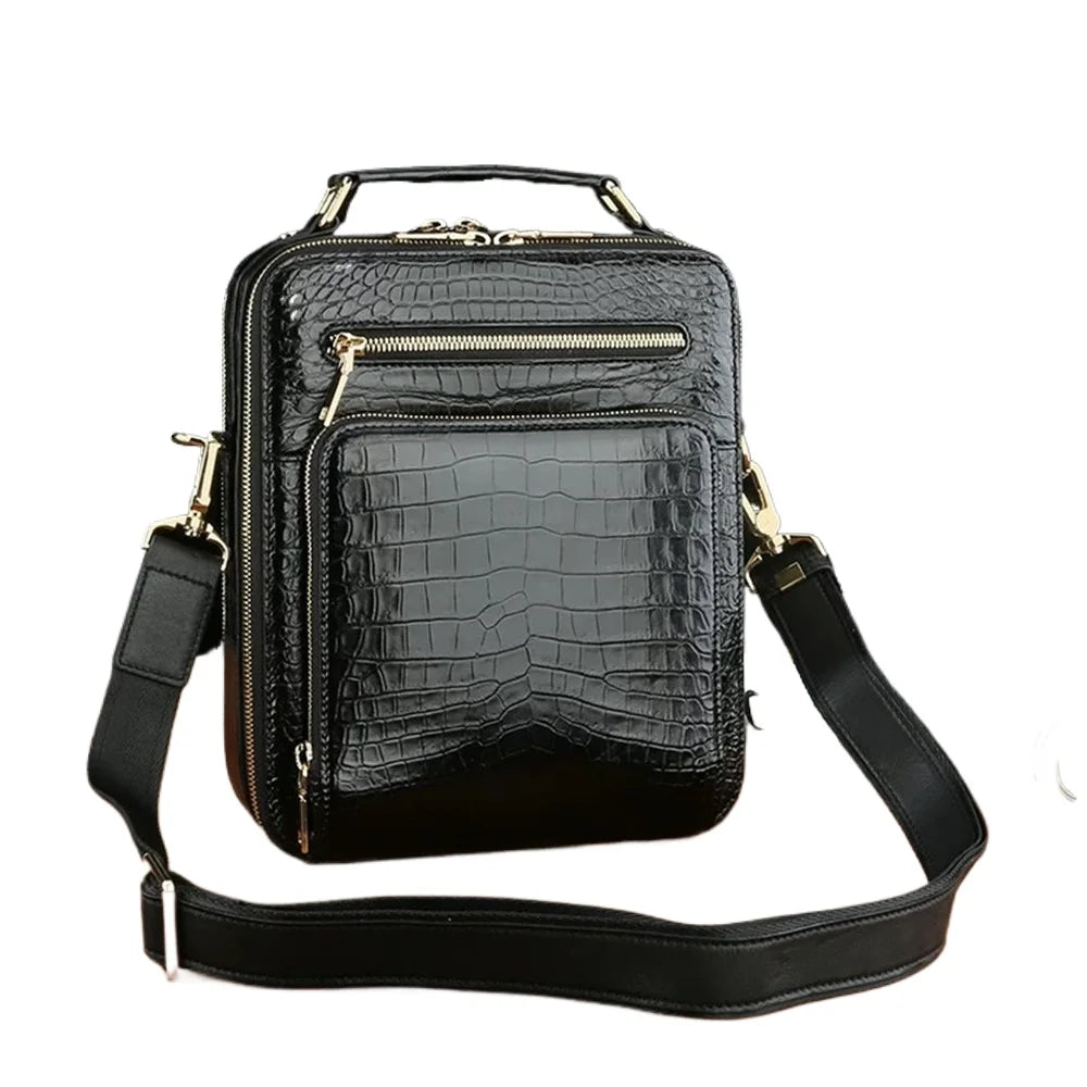 Crocodile Leather Men's Business Bag – Large Capacity Shoulder & Handbag