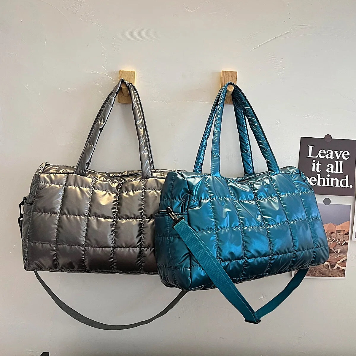 Quilted Puffer Tote Bag – Women's Nylon Crossbody Shoulder Bag