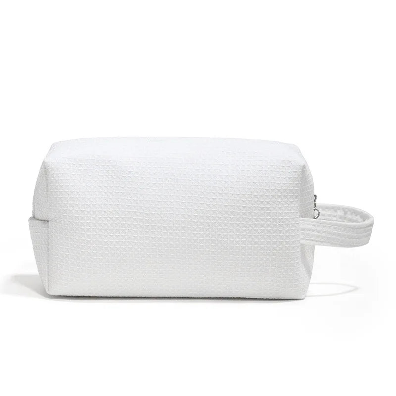 Makeup Travel Bag for Women – Soft Cotton Cosmetic Pouch with Wrist Handle