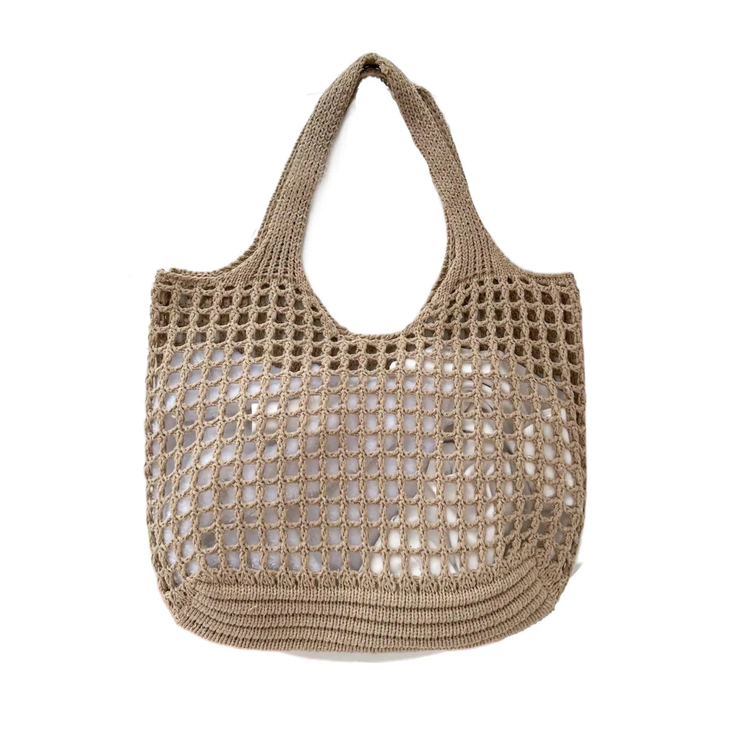 Crochet Tote Bag for Women – Large Hollow Knit Beach Shoulder Bag