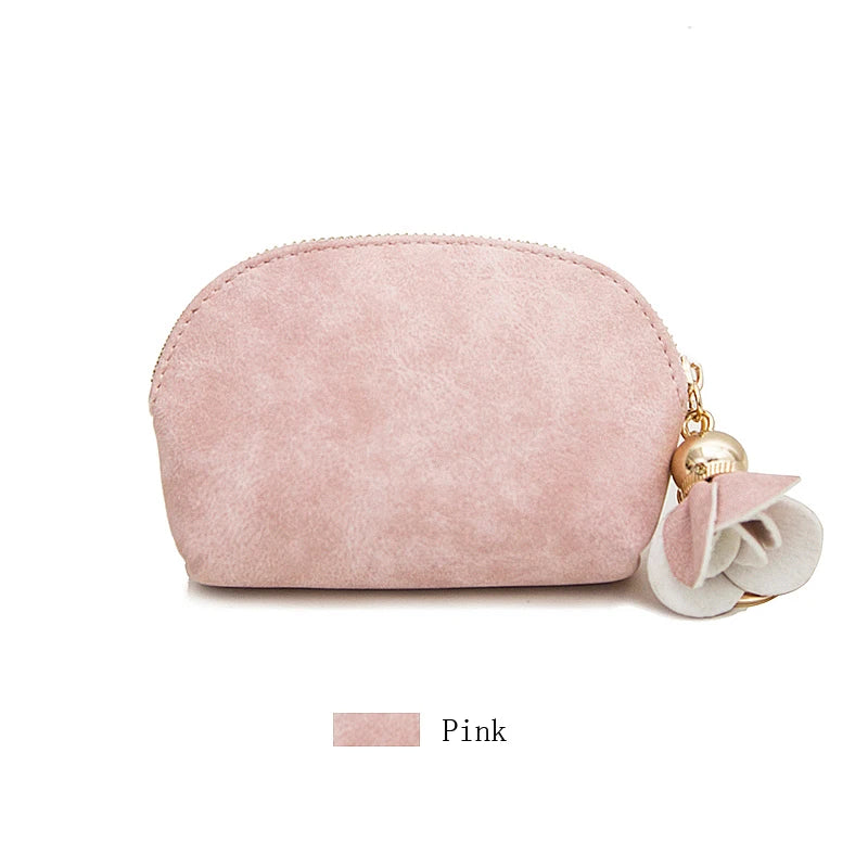 Mini PU Leather Coin Purse with Keychain Charm