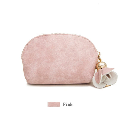 Mini PU Leather Coin Purse with Keychain Charm