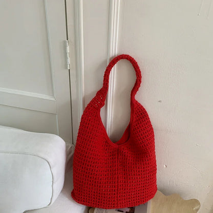 Crochet Mesh Hobo Bag for Women – Large Knit Shoulder Tote