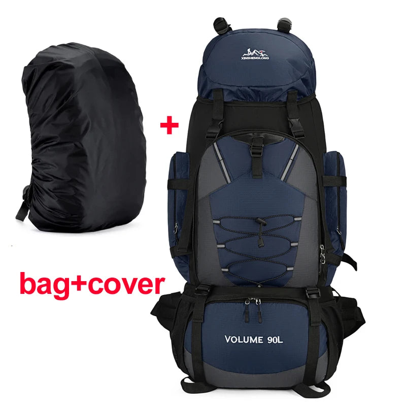 90L Hiking Backpack with Rain Cover – Waterproof Outdoor Rucksack