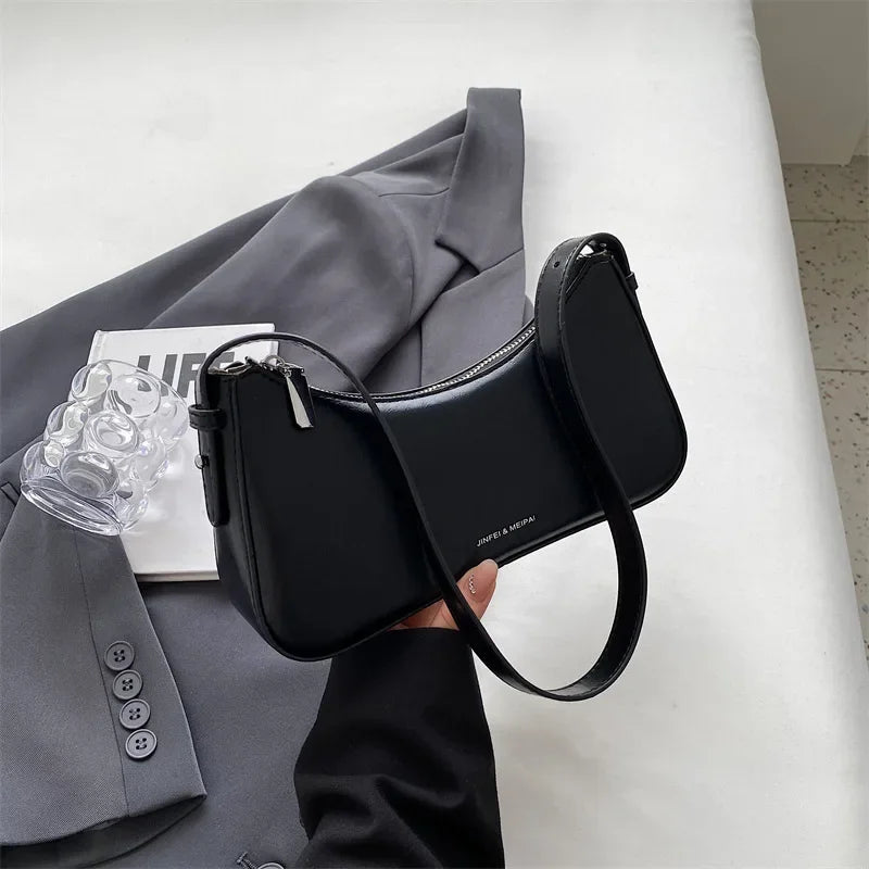 Y2K Leather Shoulder Bag for Women – Cute Mini Underarm Purse