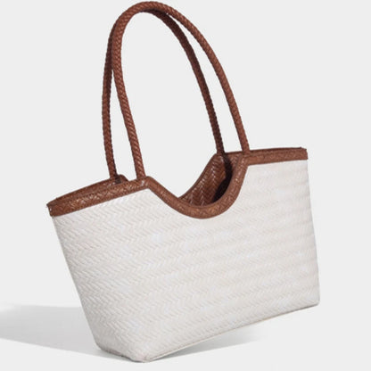 Woven Leather Tote Bag – Large Capacity Women's Shoulder Bag
