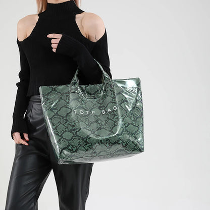 Snakeskin Pattern Tote Bag – Large Capacity Women's Shoulder Bag