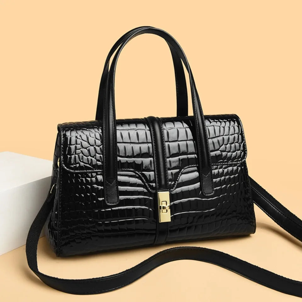 Luxury Tote Handbag for Women – Crocodile Patent Leather