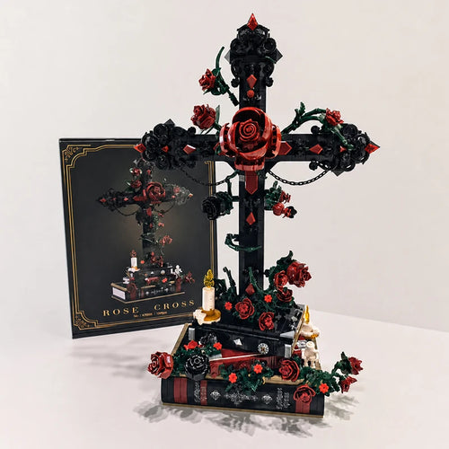 Gothic Rose Cross MOC Building Blocks Set – 1349pcs Floral Display