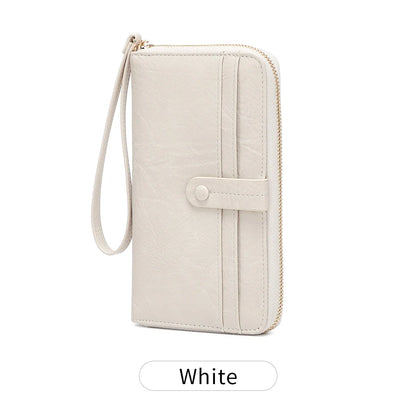 Women's Retro Long Wallet Large Capacity Multi-Card Slot Wristlet Clutch