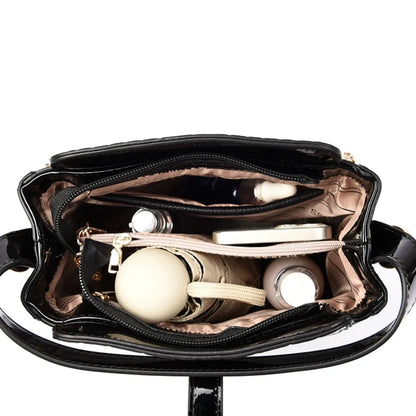 Crocodile Embossed Patent Leather Bucket Bag