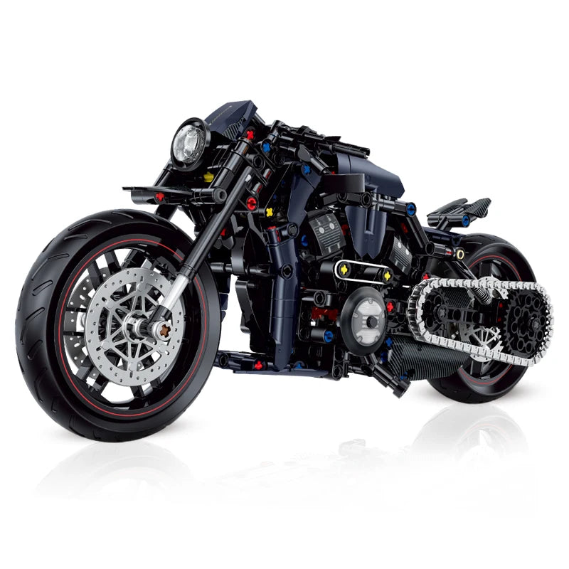 MOC Night Racer Chopper Motorcycle Building Blocks Set – 1:8 Scale, 562 Pieces