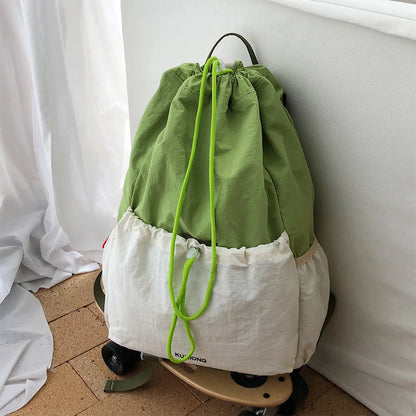 Lightweight Drawstring Backpack – Color-Blocked Sports & Travel Bag