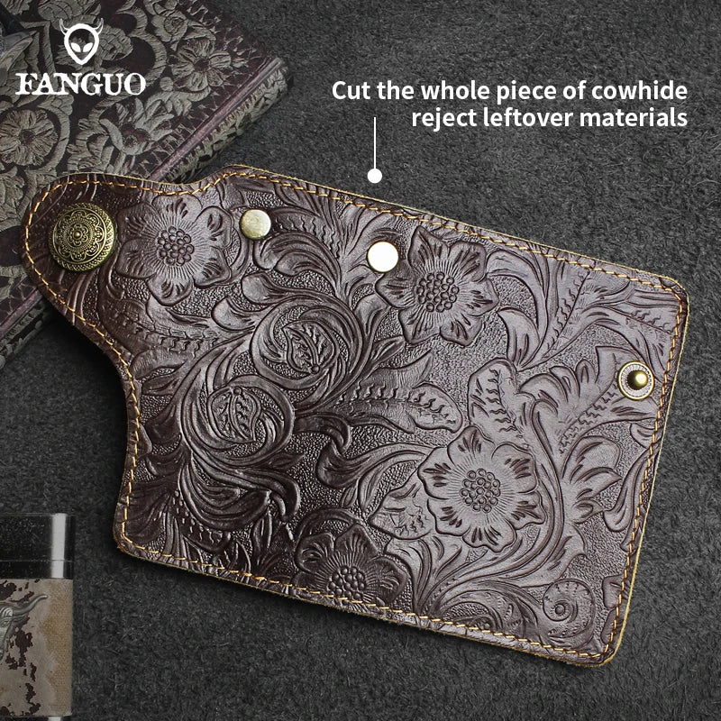 Vintage Leather Key Wallet for Men – Crocodile Pattern with Lion Clasp