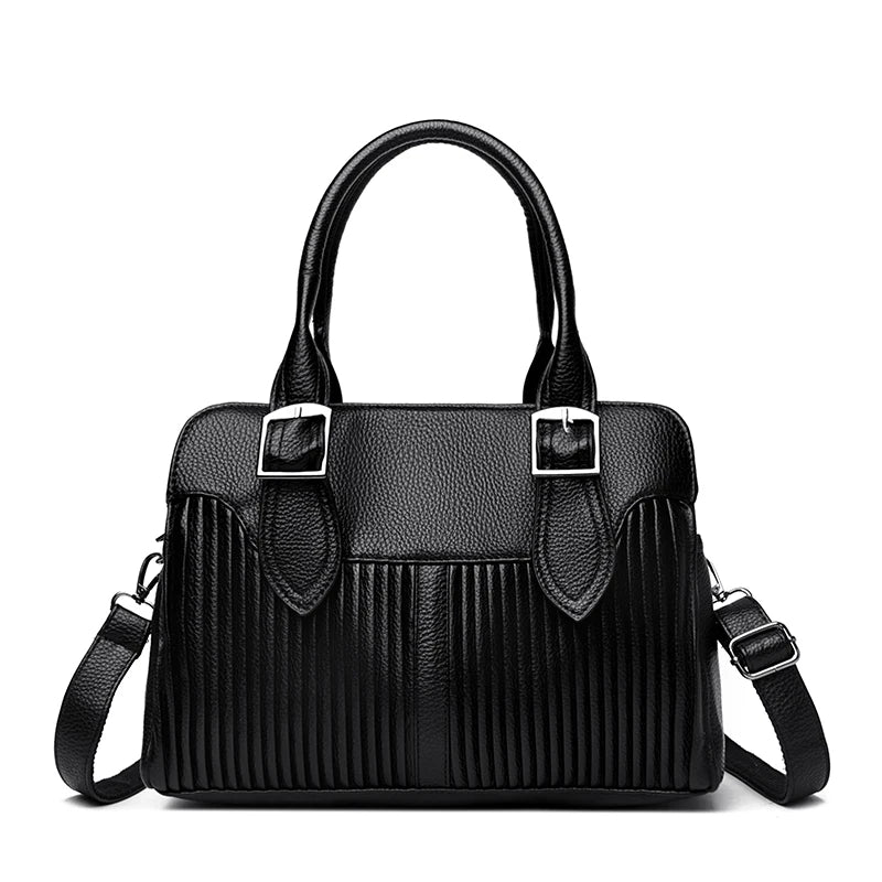Large Capacity Soft Leather Women's Tote Bag – 3-Layer Luxury Handbag