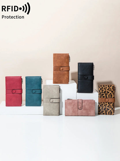 RFID Blocking Long Bifold Wallet for Women