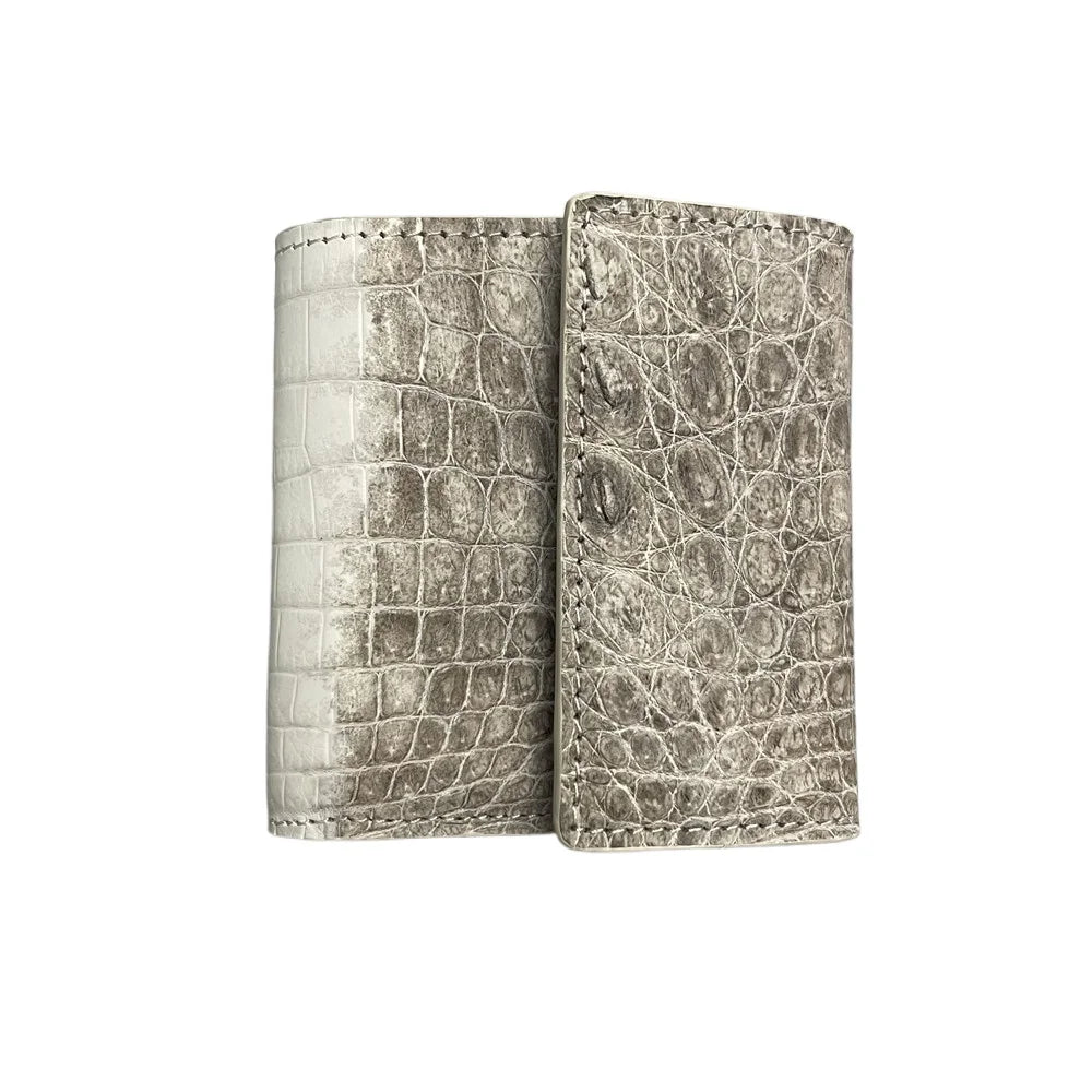 Himalayan Crocodile Leather Bifold Wallet – Unisex Multi-Card Zipper