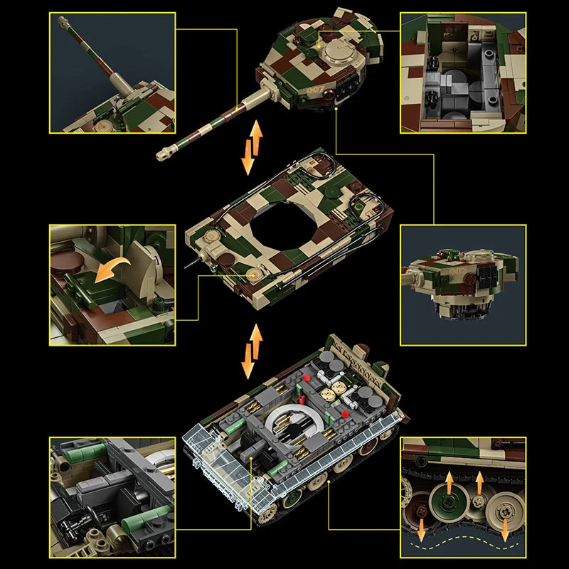 Tiger Tank MOC Building Blocks – 1:28 Scale WWII Army Model Set