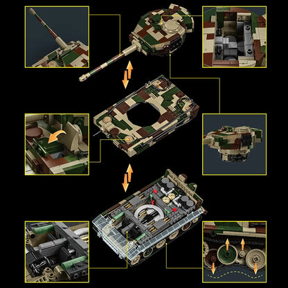 Tiger Tank MOC Building Blocks – 1:28 Scale WWII Army Model Set